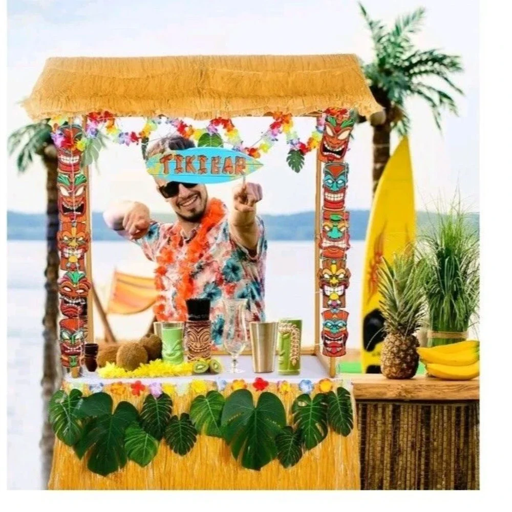 Tiki Bar Hut with Party Decorations Kit, Hut Bar, Tiki Party Decor